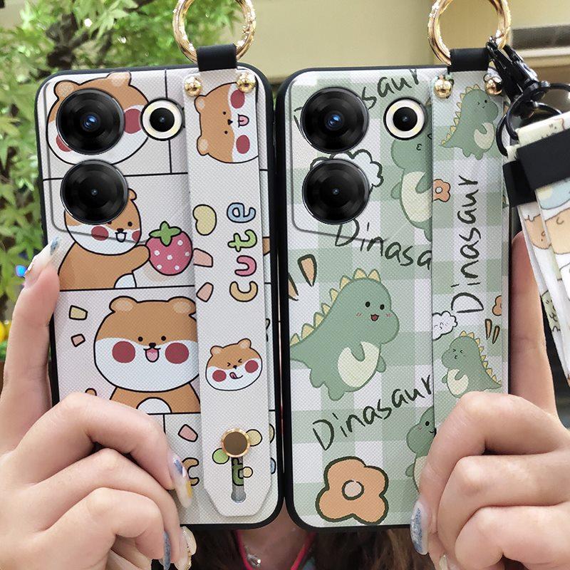 Cute Lanyard Phone Case For Tecno Camon20 Pro 5G/CK8n Silicone Phone Holder Soft case Back Cover Waterproof Wrist Strap
