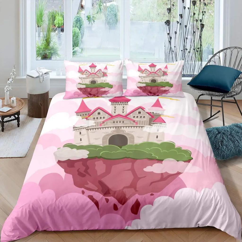 Castle Duvet Cover Set Full Queen Size Medieval Castle Bedding Set Fairy Tale Myth Theme Quilt Cover Comforter Cover Set 2/3pcs