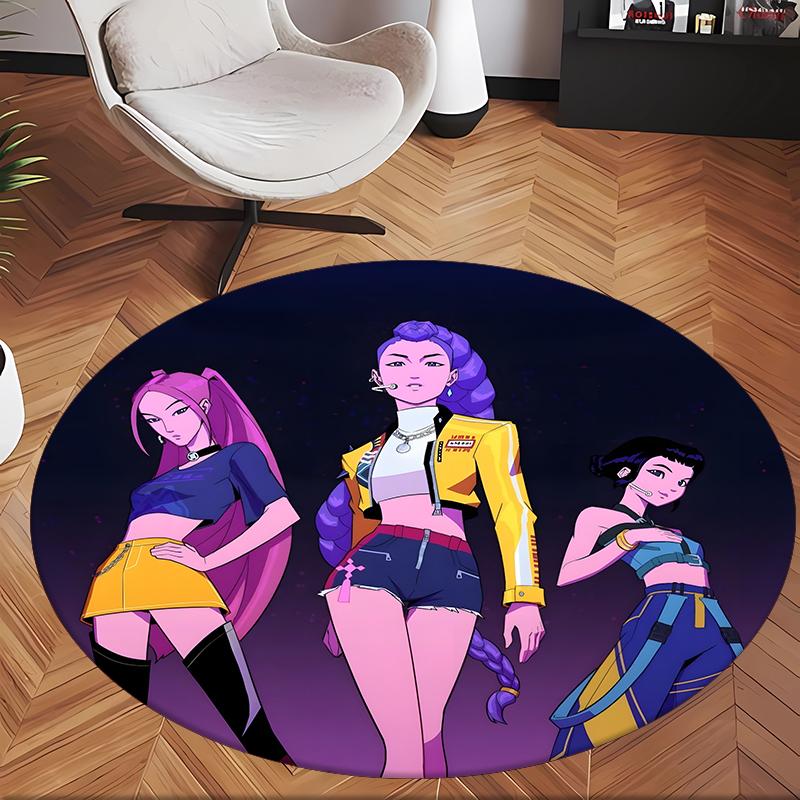 Huntrix (95) Round Office Rug Decorative Floor Rug for Office Bedroom Living Room and Home Space