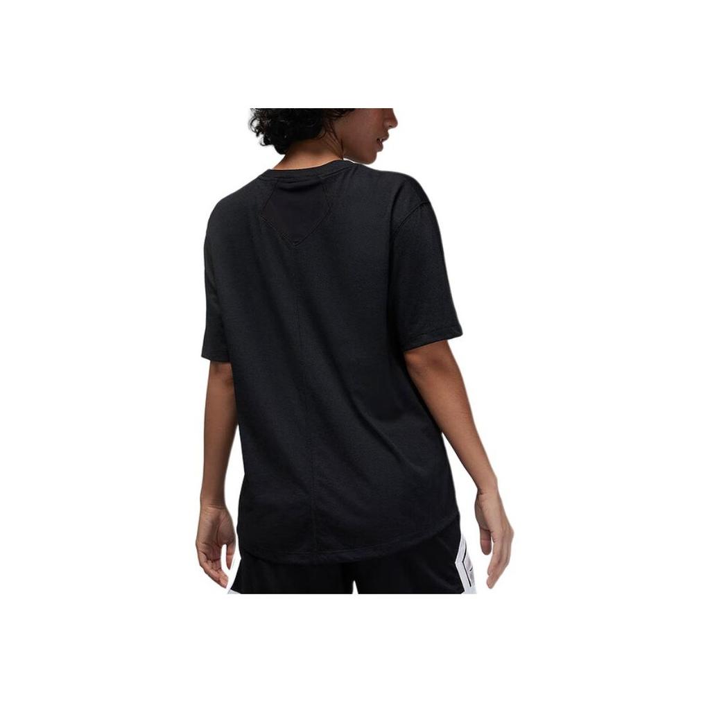 Jordan Solid Color Crew Neck Short Sleeve Drop Shoulder T-Shirt Women Tops Black FN5117-010