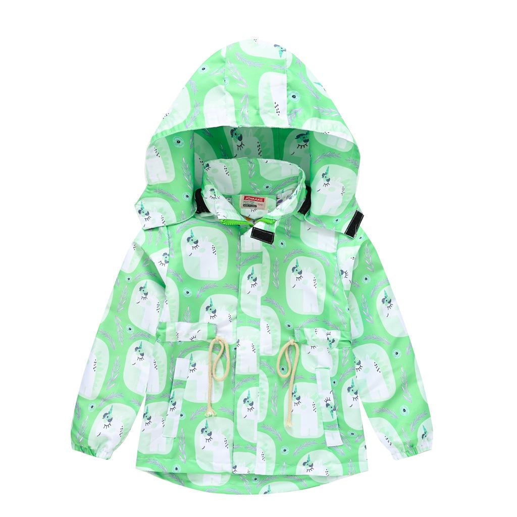 Children's Spring and Fall New Fashion Printing Rushing Coat Jacket Boys and Girls Hooded Waist Zipper Shirt Double Windbreaker