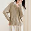 V-neck knitted cardigan jacket for women in autumn 2025, versatile wool sweater, solid color sweater for casual wear