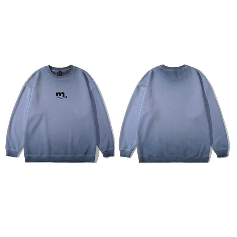 Pánské tričko s tlustým kulatým výstřihem s potiskem ve stylu American Vintage--Lehké a nemačkavé, všestranný dojíždějící svetr s dlouhým rukávem