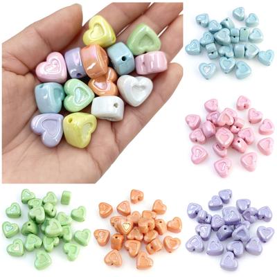 Liebesherz Mode Acrylmaterial DIY Schmuckzubehör Perlen Ohrringe Herstellung Armband Kreative Halskette 10 Stück UV Dazzle Farbe 3D Konkav
