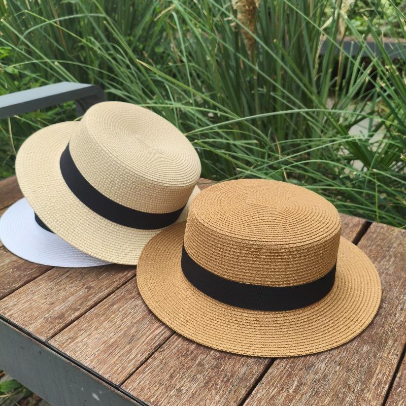 High-quality women's hats cross-border custom French top hats, straw hats, high-end seaside vacation photos