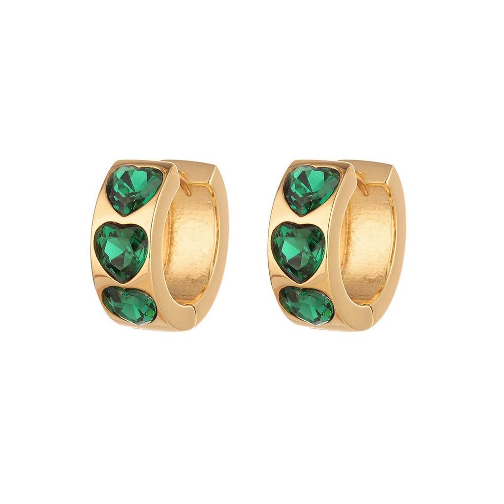 Emerald Zircon Gold-Plated Copper Vintage Earrings - European & American Christmas Edition