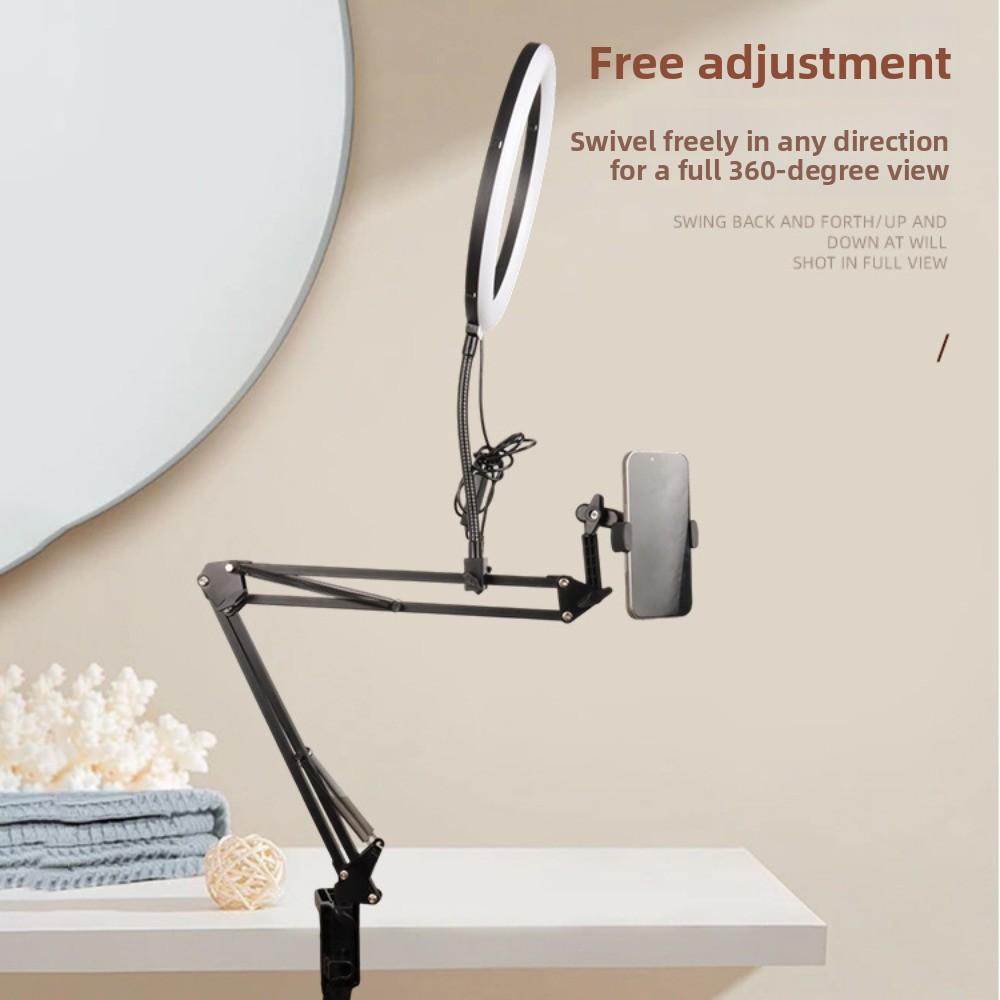 With Fill Light Telescopic Phone Stand Stable Clamp Type Phone Holder  Phone Accessories