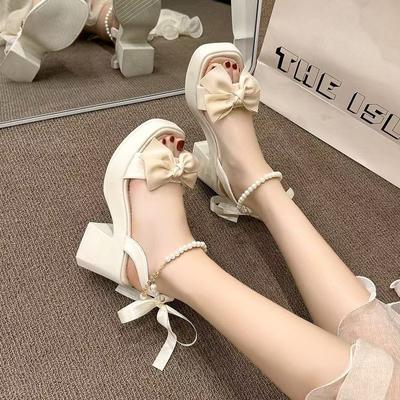 Fairy Style with Skirt Sandals, New Popular Foreign Style Pearls In the Summer of 2025, with Women Wearing High Heels