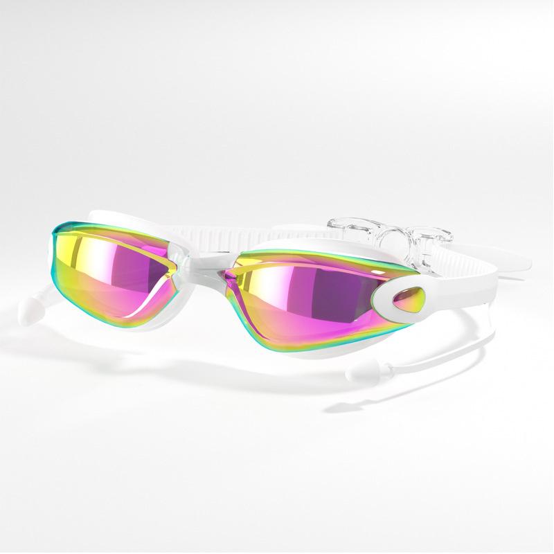 Professional Swimming Goggles with Ear Plugs for Men HD Anti-Fog UV Protection Waterproof Silicone Adjustable Clear Glasses