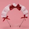 Lovely Sweet Hairband Anime Maid Cosplay Headband Lolita Ruffled Lace Headwear Handmade Satin Bowknot Hair Accessory