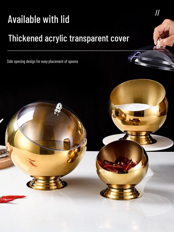 Stainless Steel Gilded Seasoning Bowl with Base