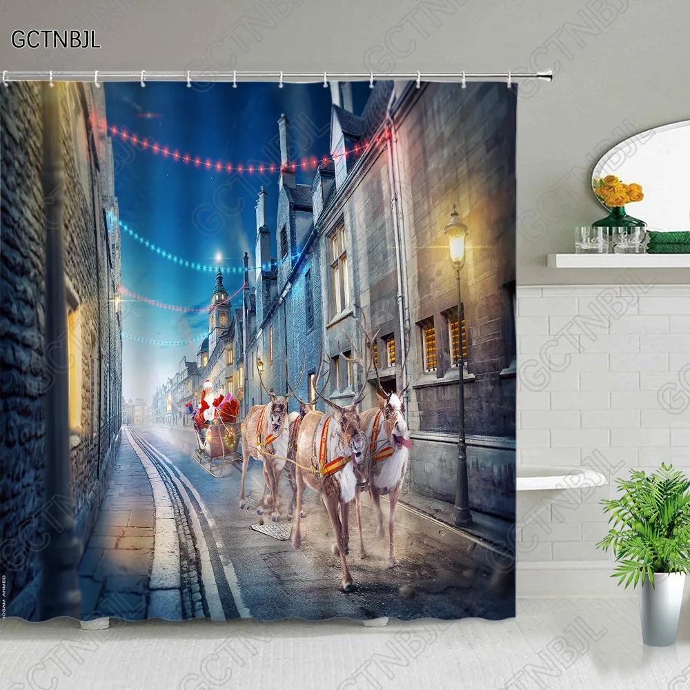 Sněhulák Míč z provazu Sprchový závěs Zimní scenérie Vánoční téma Domácí koupelnová dekorace Sada koupelnových doplňků Koupelnový závěs