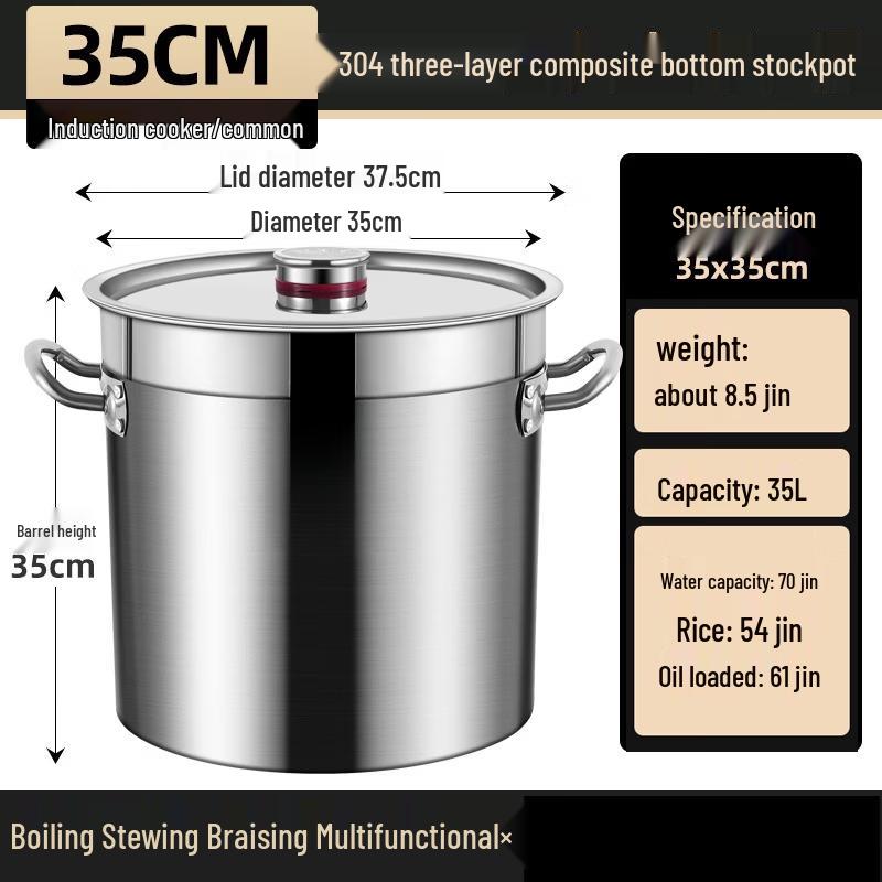 WuTuo 304 Stainless Steel Commercial Soup Pot with Lid