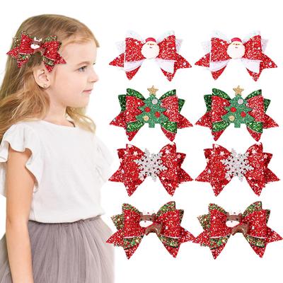 Children's Christmas Bow Hair Clip - Multi-Layer Onion Powder Swallowtail