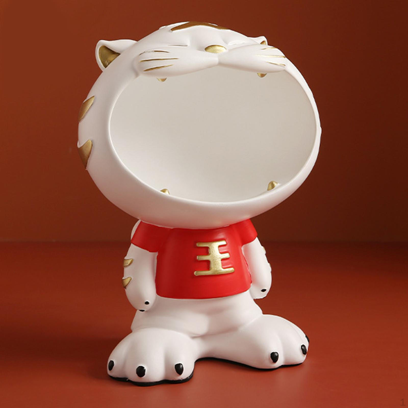

Storage Box Sculpture Big Mouth Jewelry Holder Tigers Organizer Bowl Container for Bedroom Table білий