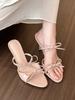 Fashion Hot Selling Women Sandals 2025 Summer New Female Slippers Thin Heel Open Toe Fashion Butterfly-knot High Heel Party Slides Shoe