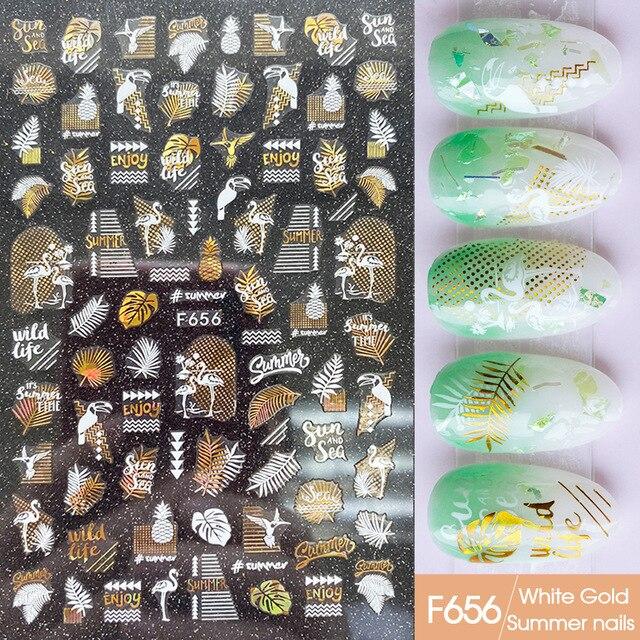 New Retro Nail Art Hot Stamping Stickers Embossed Flower Branches and Jade Leaves Nail Art Decorations