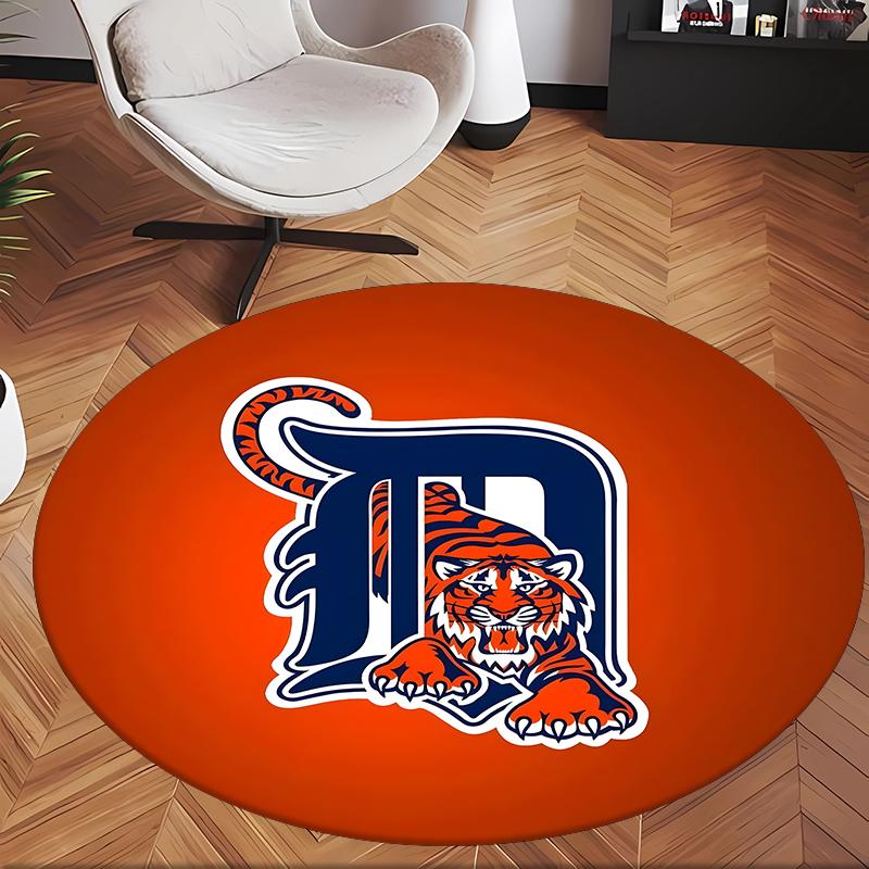 Detroit Tigers (5) Round Office Rug Decorative Floor Rug for Office Bedroom Living Room and Home Space
