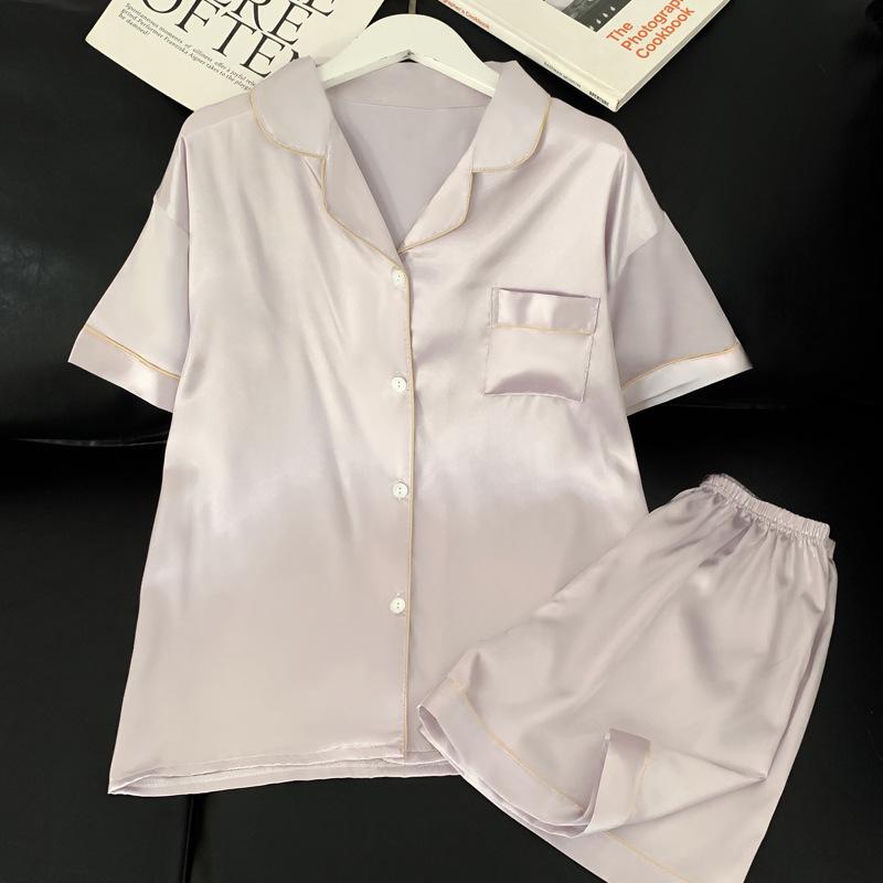Summer Ice Silk Pajamas for Women: New Style, Sweet & Simple, Short-Sleeved Homewear