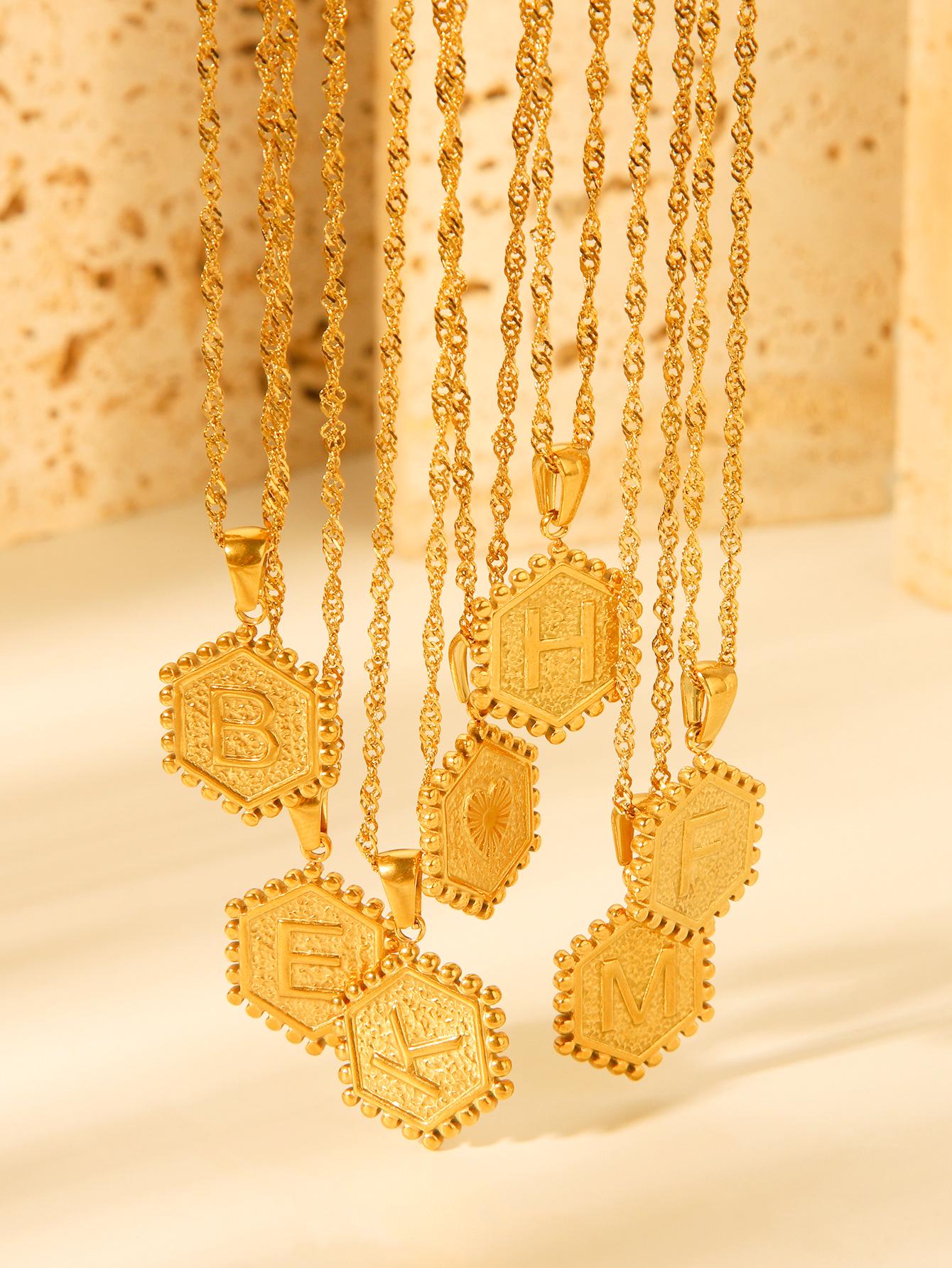 

Ожерелье из нержавеющей стали с гальваническим золотым покрытием, 26 букв - Модный кулон-инициал для цепочек для свитера