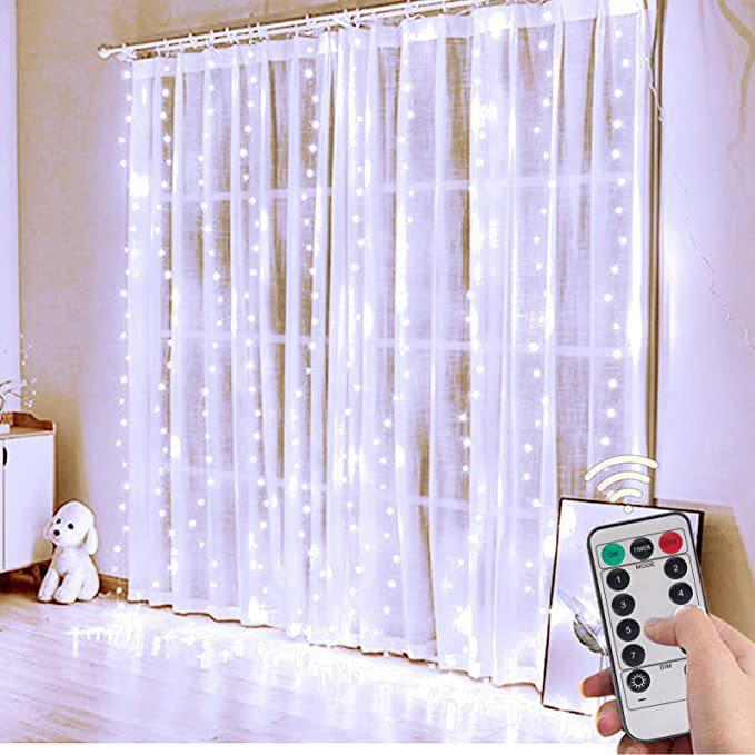 3x3m USB Remote Copper Wire Curtain Lights for Bedroom & Christmas Décor