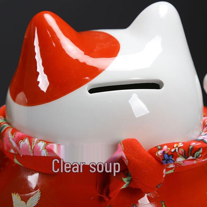 Lucky Cat Ceramic Piggy Bank Ornament