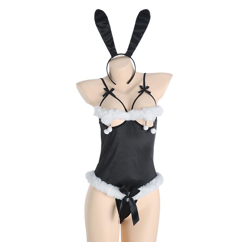 Stunning Low-Cut Christmas Lingerie Bodysuit Role Play Set