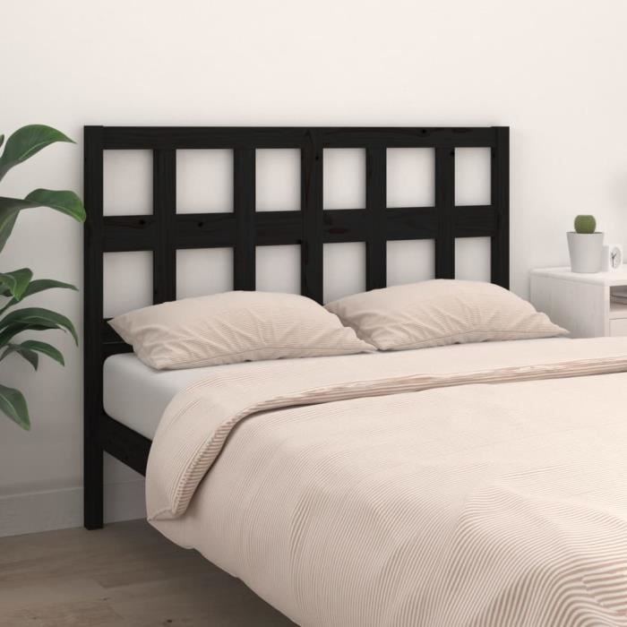 VidaXL Headboard Black 185.5x4x100 Cm Solid Pine Wood 818939