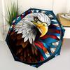 1pc Eagle Stained Glass Automatic Folding Umbrella - 8-Rib Iron Frame, Windproof, Portable Sunshade with Plastic Handle for Travel & Outdoor