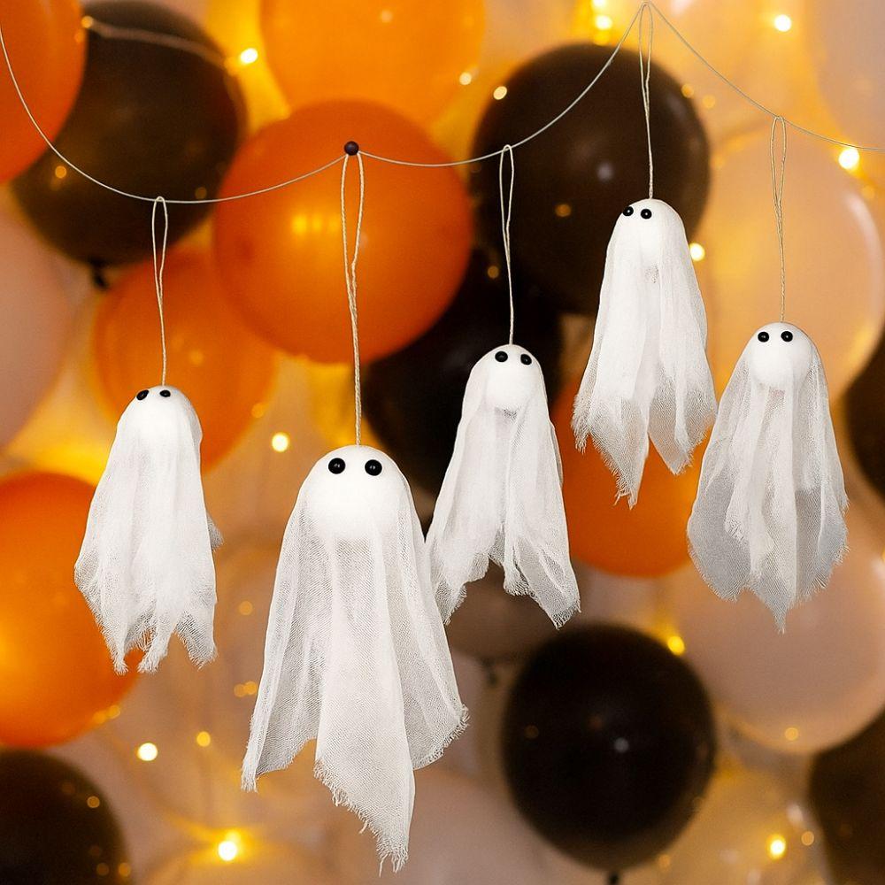 10pcs White Spooky Ghost Decor DIY Flying Ghost Pendant Ghost Hanging Ornament Ghost Festival Decor