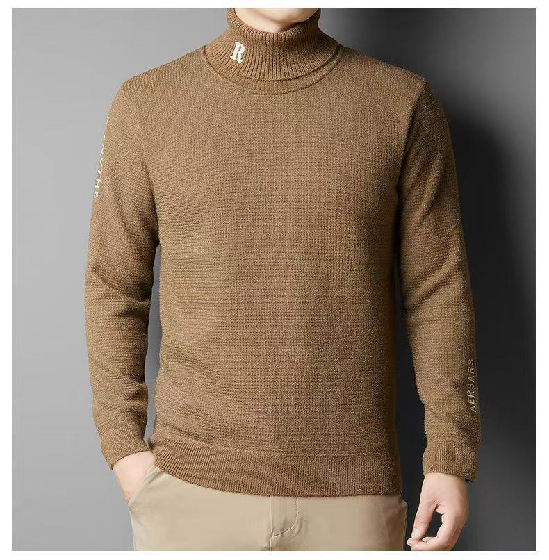 Men's Wool Blend High Neck Sweater - 2025 Autumn/Winter Casual Printed Knitwear