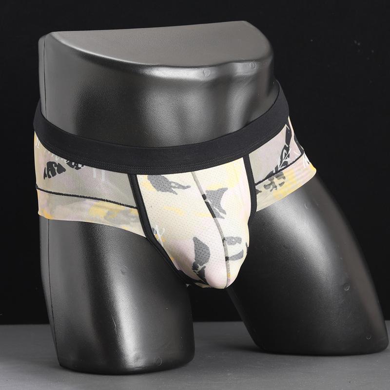 Men's Printed Underwear Transparent Breathable Thin Triangle Pants Men's Loose Sports Large Comfortable