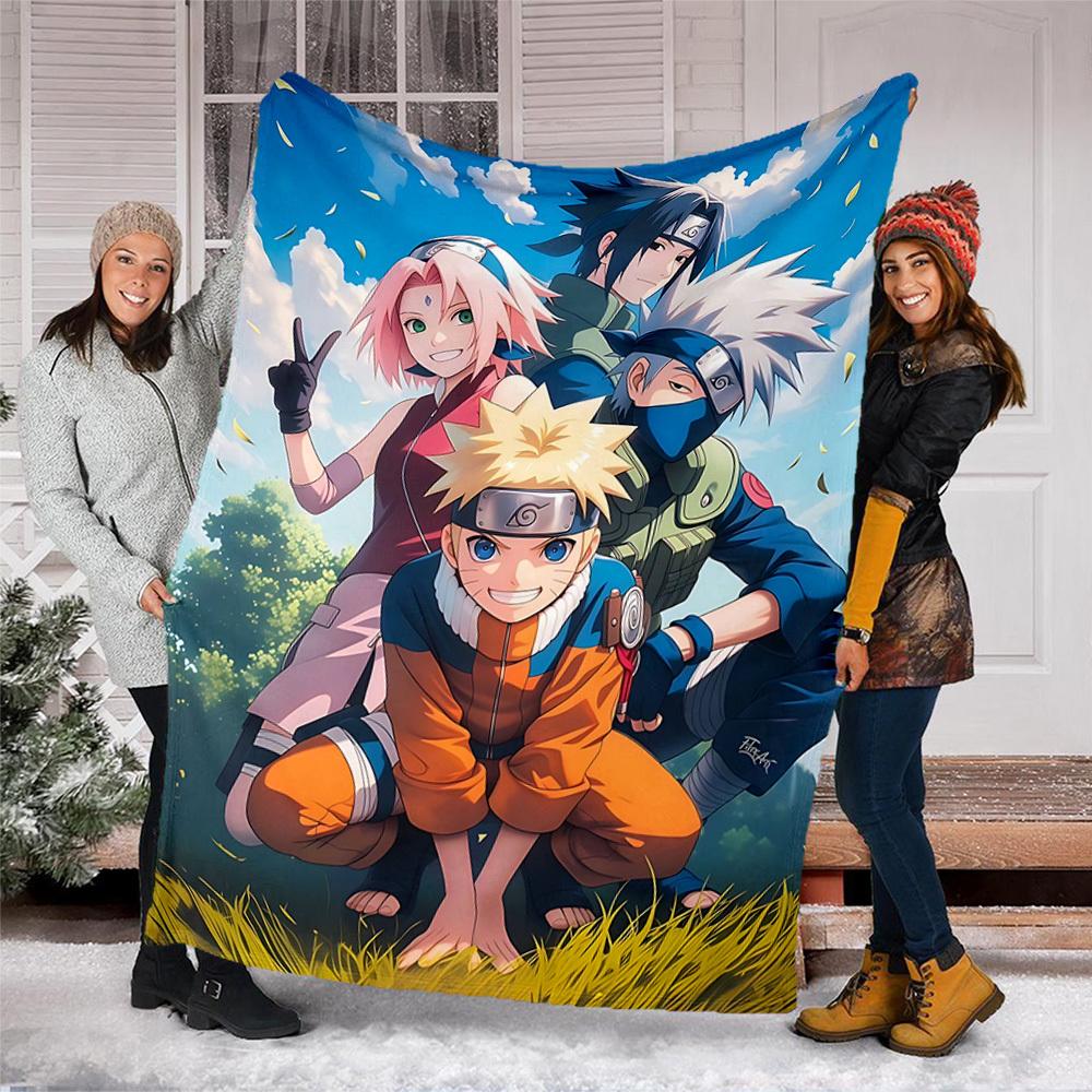 1pc Naruto Team Outdoor Flannel Blanket for Girls Soft, Lightweight Throw Perfect for Camping, and Gifting, Digital