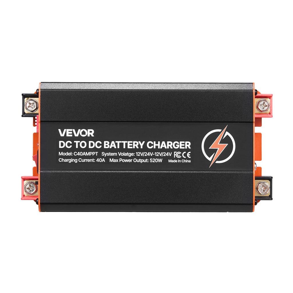 VEVOR DC To DC Charger with MPPT, 520W, 40A On-Board Battery Charger, Solar Panel/Alternator Dual Input