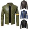 European & American Men's Stand Collar Punk Motorcycle Leather Jacket for Teens and Adults
