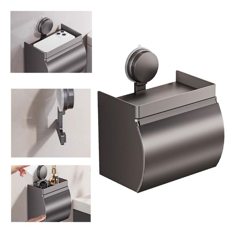 Space Saving Suction Cup Tissue Holder with No Drill Installation for Kitchen and Bathroom Essential Storage