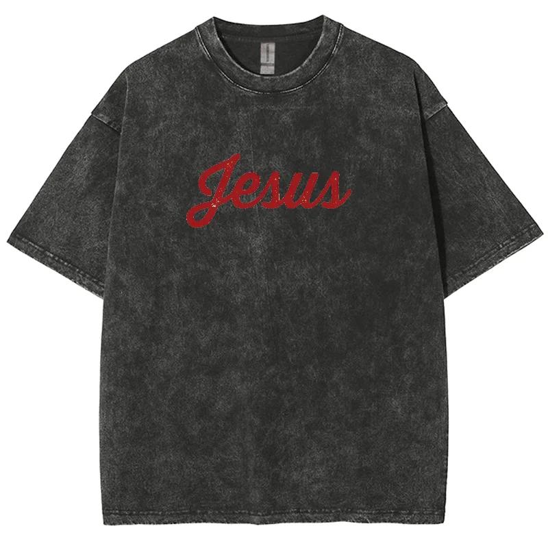 Pure Red Letter Printed Women s Washed T-Shirt Oversized Pure Cotton Couple Half Sleeved High-Quality Simple Fashion Sweet Top S