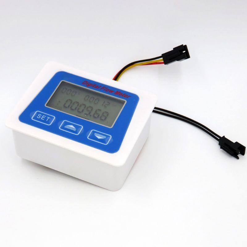 New Digital Lcd Display Water Flow Sensor Meter Flowmeter Rotameter Temperature Qyh