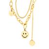 Double Layer Smiley Face Clavicle Necklace - Trendy Titanium Steel Hip Hop Chain for Women