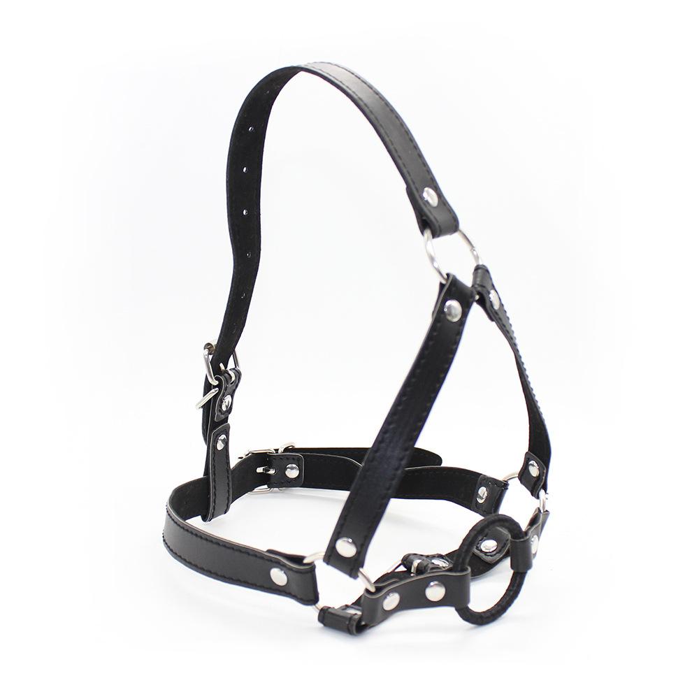 Adjustable O-Ring Mouth Gag Head Harness Blue PU Leather Bondage Restraint Slave Adult Sex Toy for Couples Fetish Role Play Kit