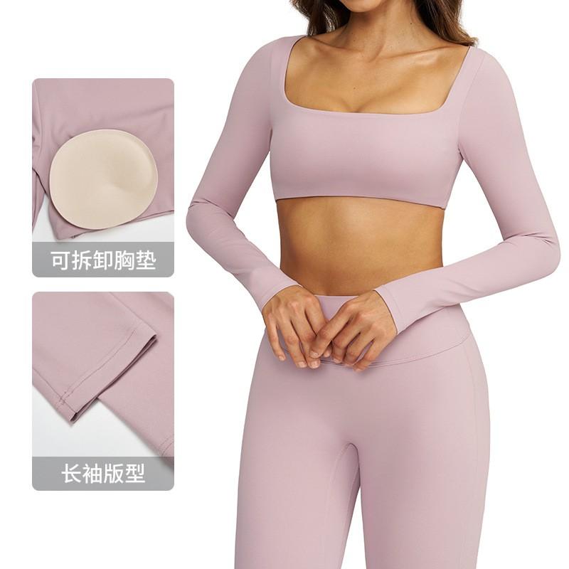 Womens Long Sleeve Yoga Top Quick-Dry Stretch Fitness Tee Running Gym Dance Outdoor Sports