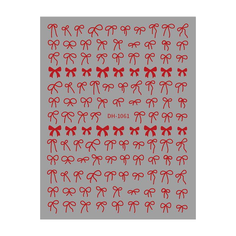 Redanco3D Cartoon Nail Stickers: Gold & Silver Bow Design (DH-1061)