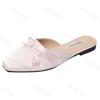Fashion Woman Flat Shoes Female Cover Toe Ladies Slippers Slides Butterfly-Knot Slipers Women Designer Square Toe 2025 Half Slippers