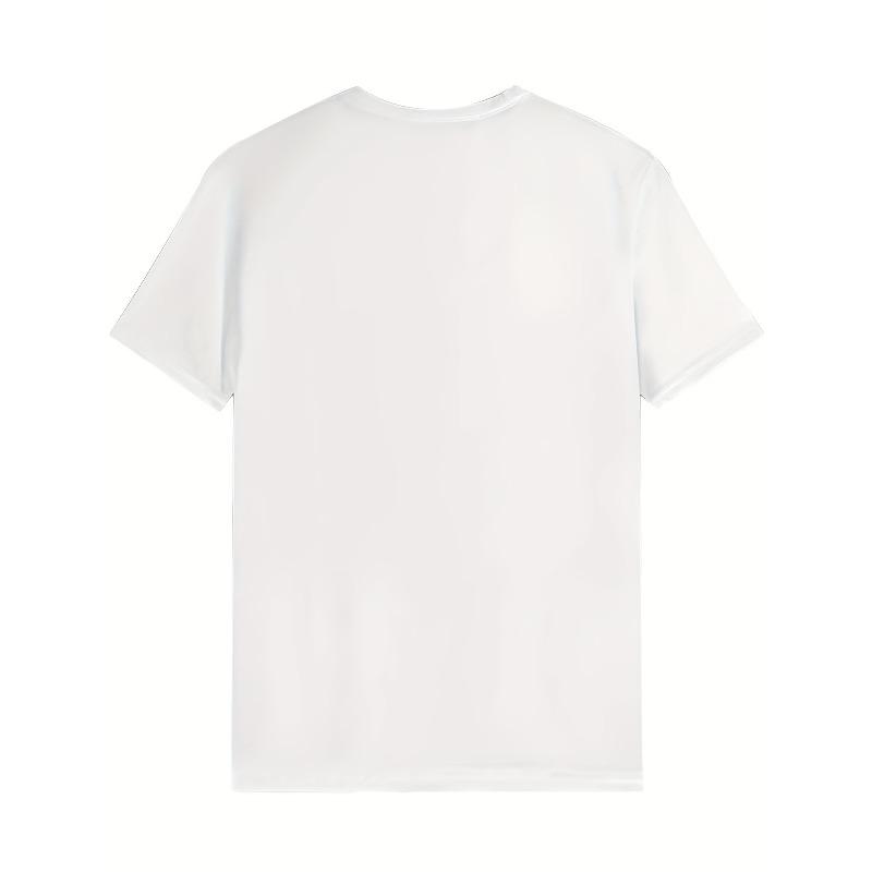 European sizes Men'S Casual Round Neck T-Shirt with a Vintage 1975 Print Pattern, Retro Style Print Short Sleeve Top