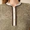 Top a Maniche Corte in Maglia Color Block con Intreccio Vuoto da Donna