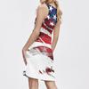 Women's Summer Casual Square Neck Independence Day Printed Dress Sleeveless Dress With Pockets