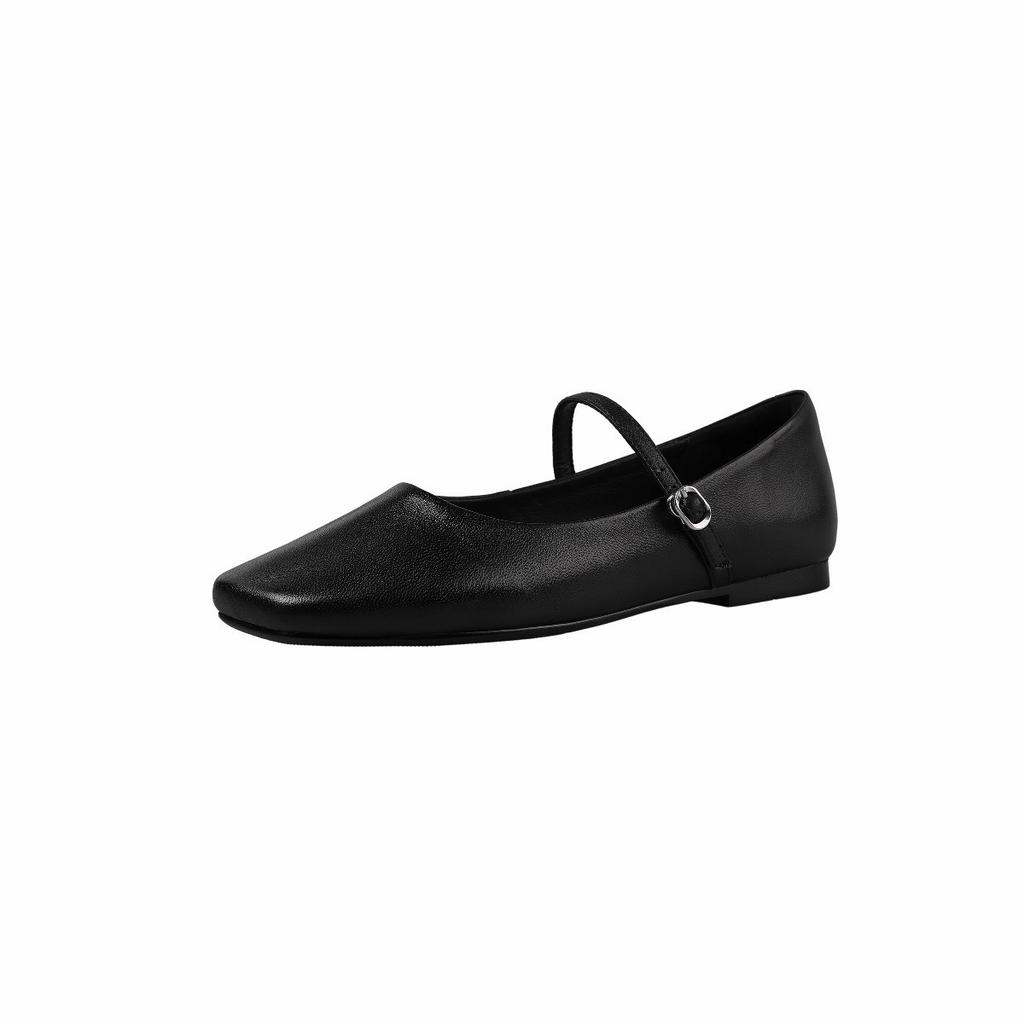 Simple square head, light mouth, one word with versatile French retro flat Mary Jane shoes