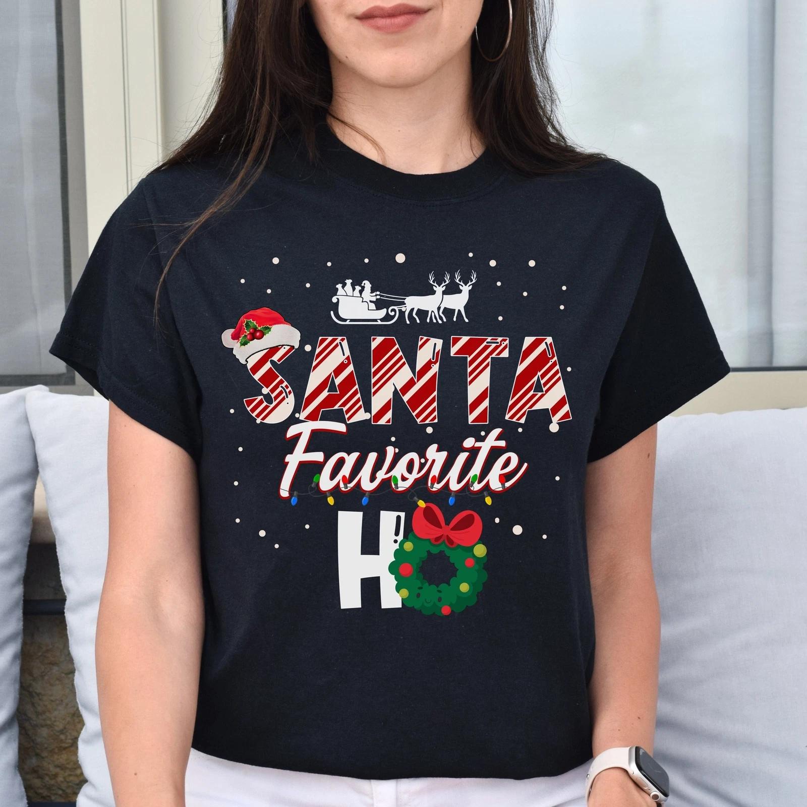 Santa Favorite Ho Unisex shirt Holiday tee Black Dark Heather S