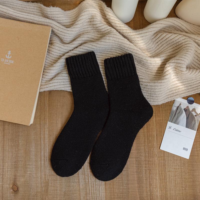 

Terry Thickened Men S Medium Tube Socks Cashmere Warm Winter Business Socks Men S Solid Color Versatile Casual Men S Socks Long Socks One size чорний