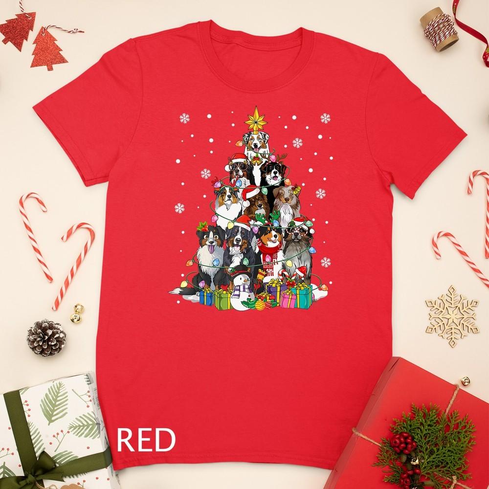 Funny Australian Shepherd Dog Christmas Tree Xmas Pajamas Unisex T-shirt